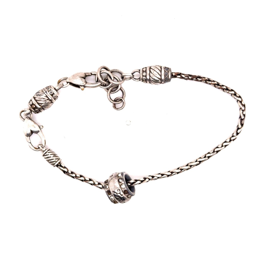 Brighton Friends Charm Bracelet Silver Tone Wheat Chain Adjustable 7.5-8.5 Inch